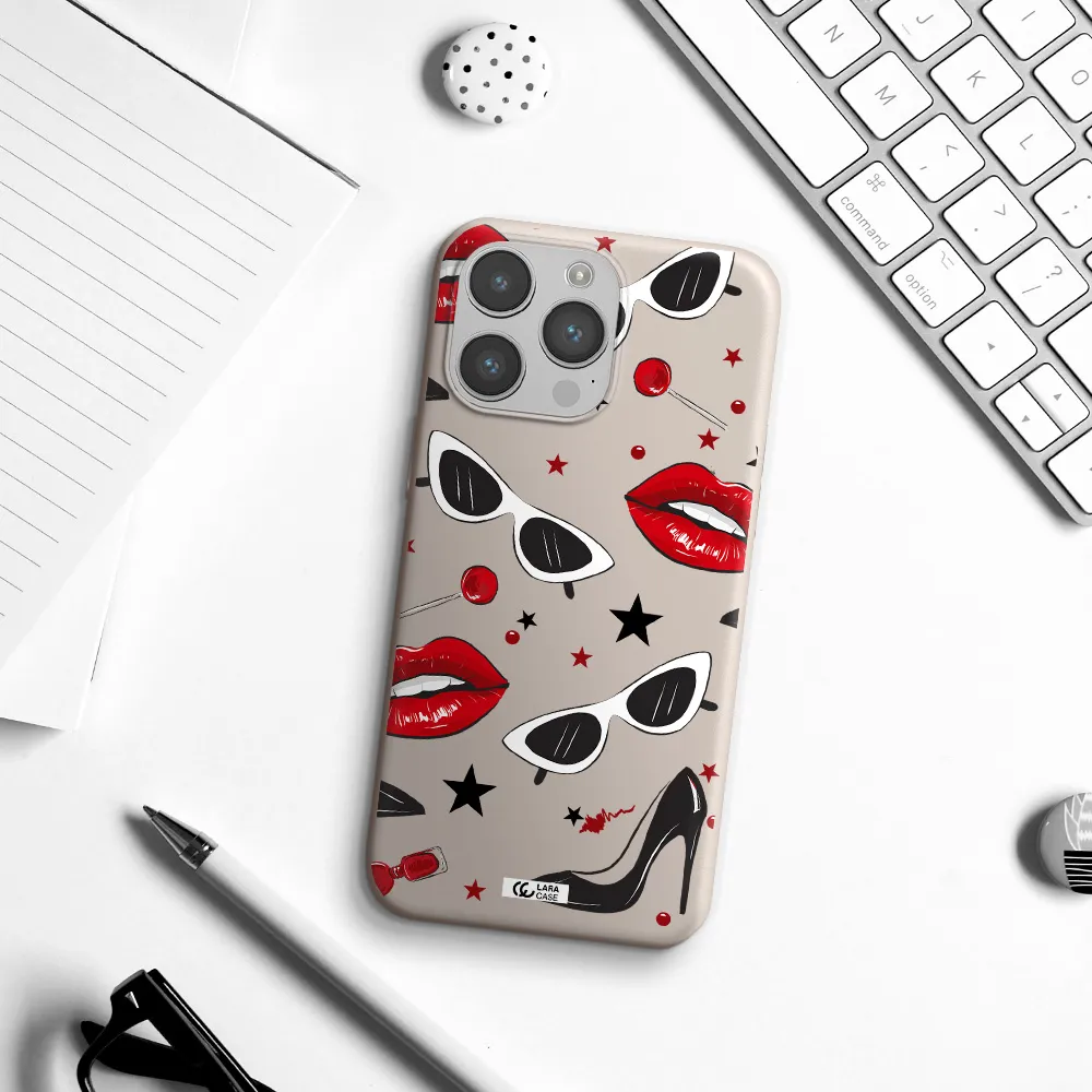 Red Lips Apple iPhone 14 pro max Silicone Stone Case