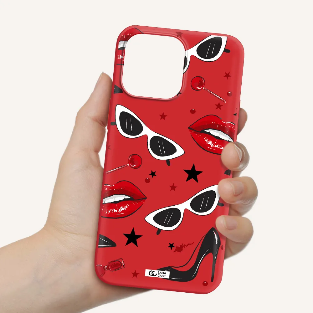 Red Lips Apple iPhone 14 pro Silicone Imperial Red Case