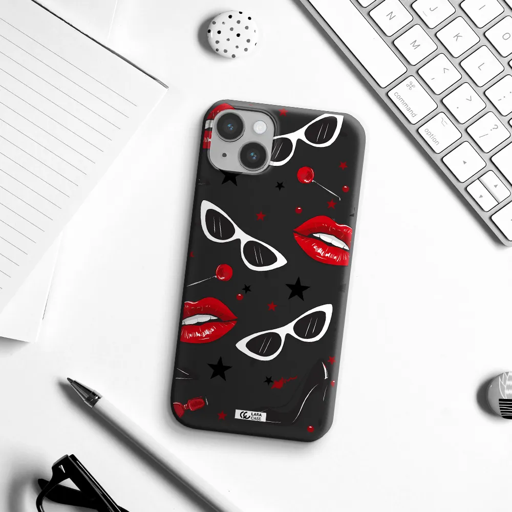 Red Lips Apple iPhone 14 Silicone black Case