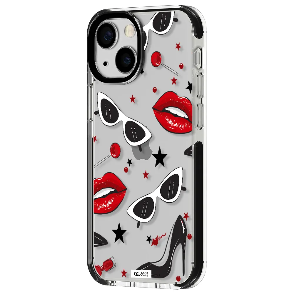 Red Lips Apple iPhone 15 impact black border Case
