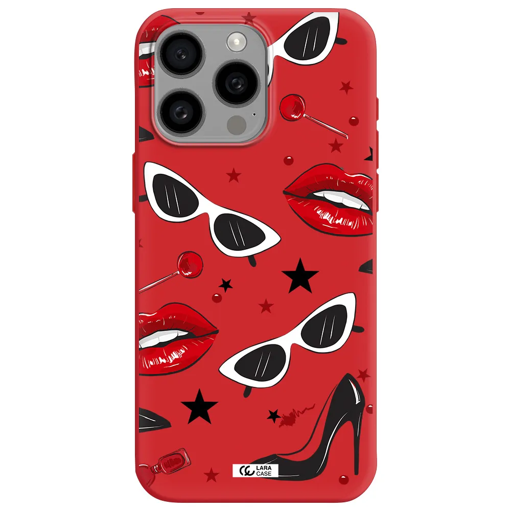 Red Lips Apple Iphone 15 Pro Max Silicone Imperial Red Case