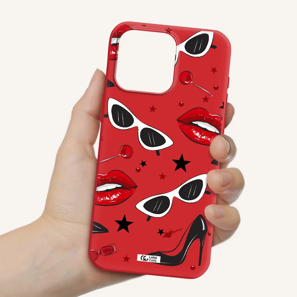 Red Lips Apple Iphone 15 Pro Max Silicone Imperial Red Case
