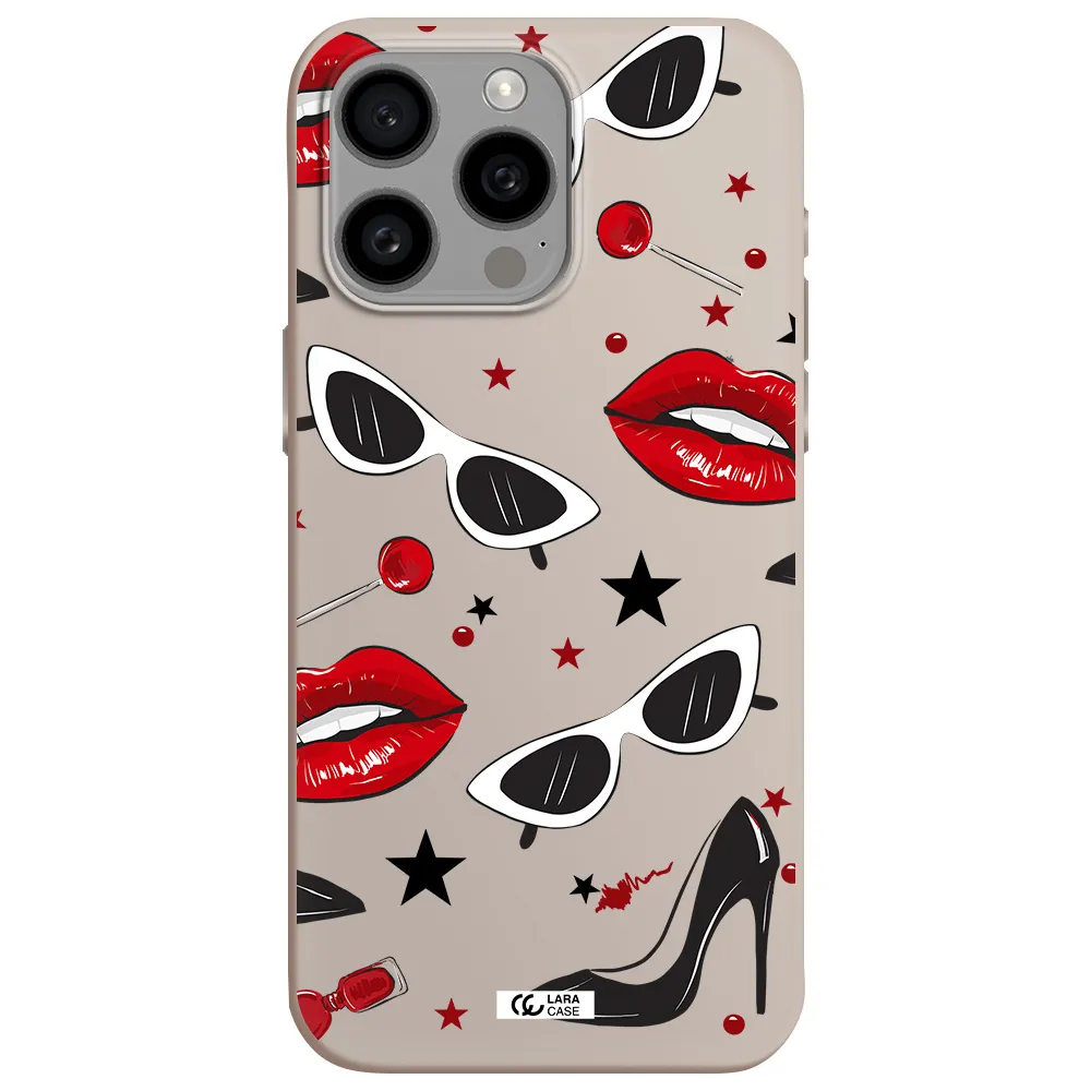 Red Lips Apple Iphone 15 Pro max Silicone Stone Case