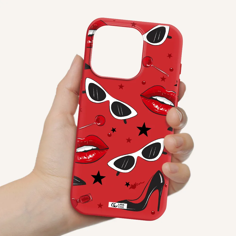 Red Lips Apple Iphone 15 Pro Silicone Imperial Red Case