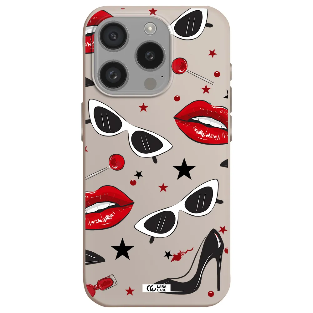 Red Lips Apple Iphone 15 Pro Silicone Stone Case