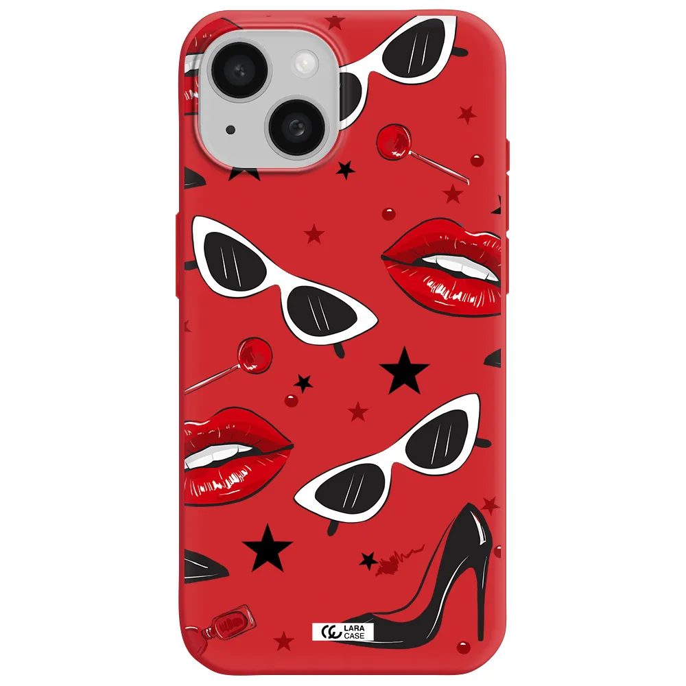 Red Lips Apple Iphone 15 Silicone Imperial Red Case