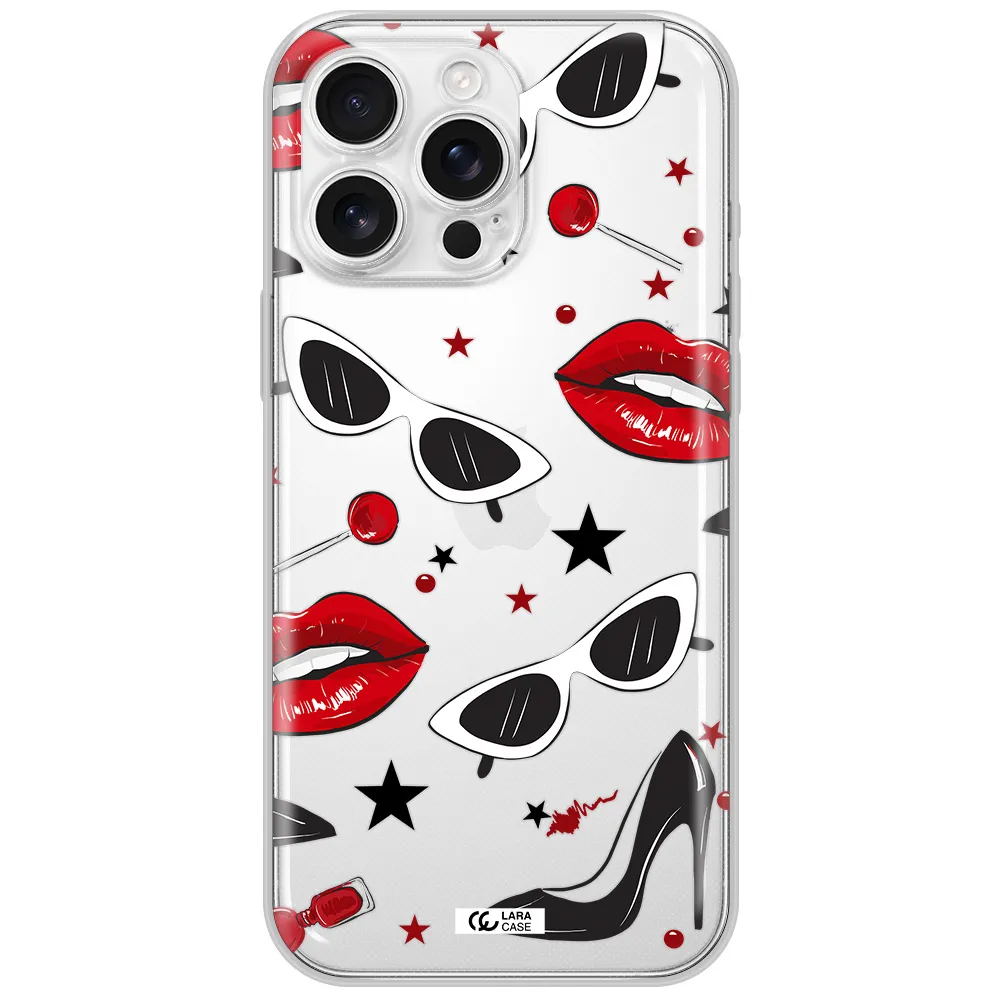 Red Lips Apple Iphone 16 Pro Max Clear Tpu Case