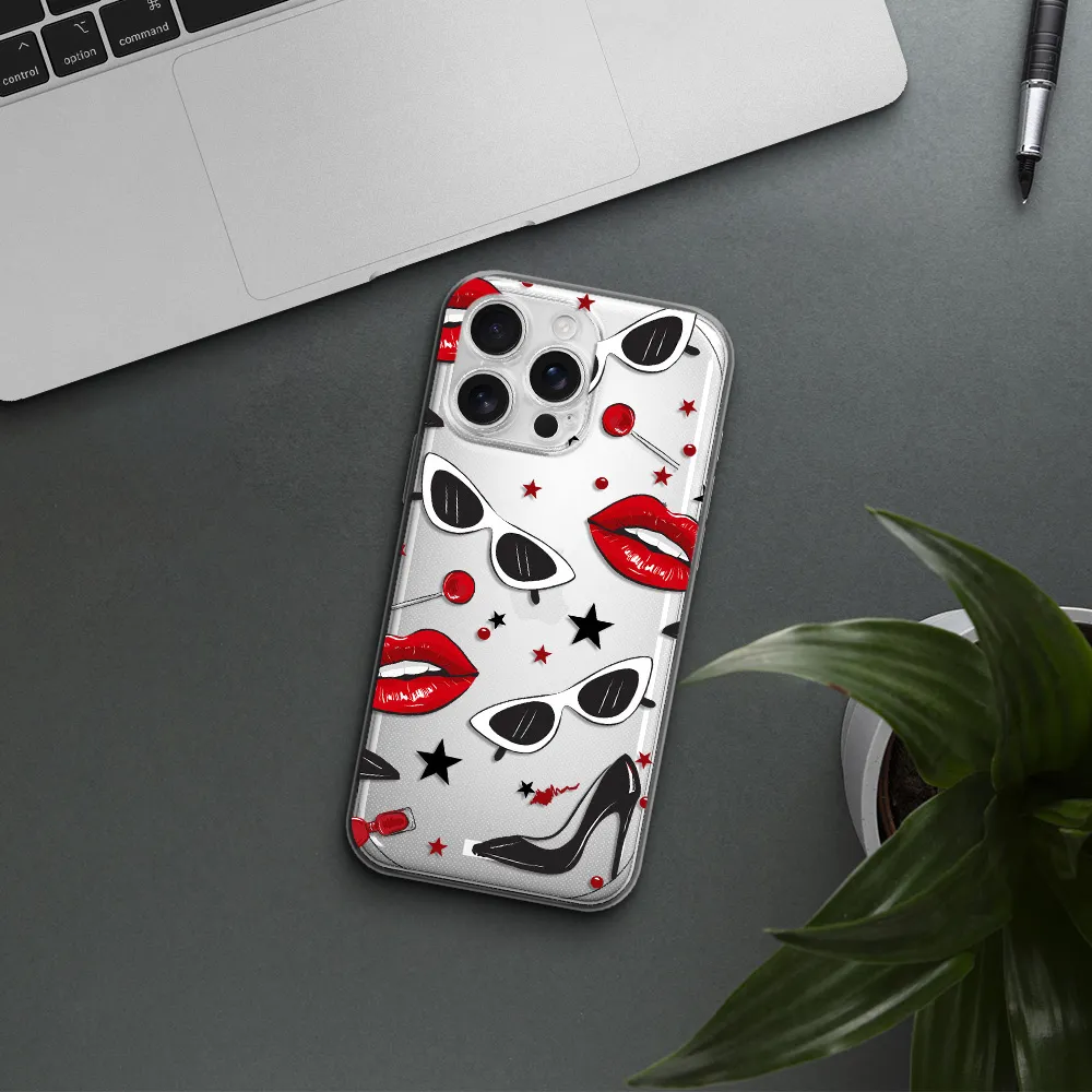 Red Lips Apple Iphone 16 Pro Max Clear Tpu Case
