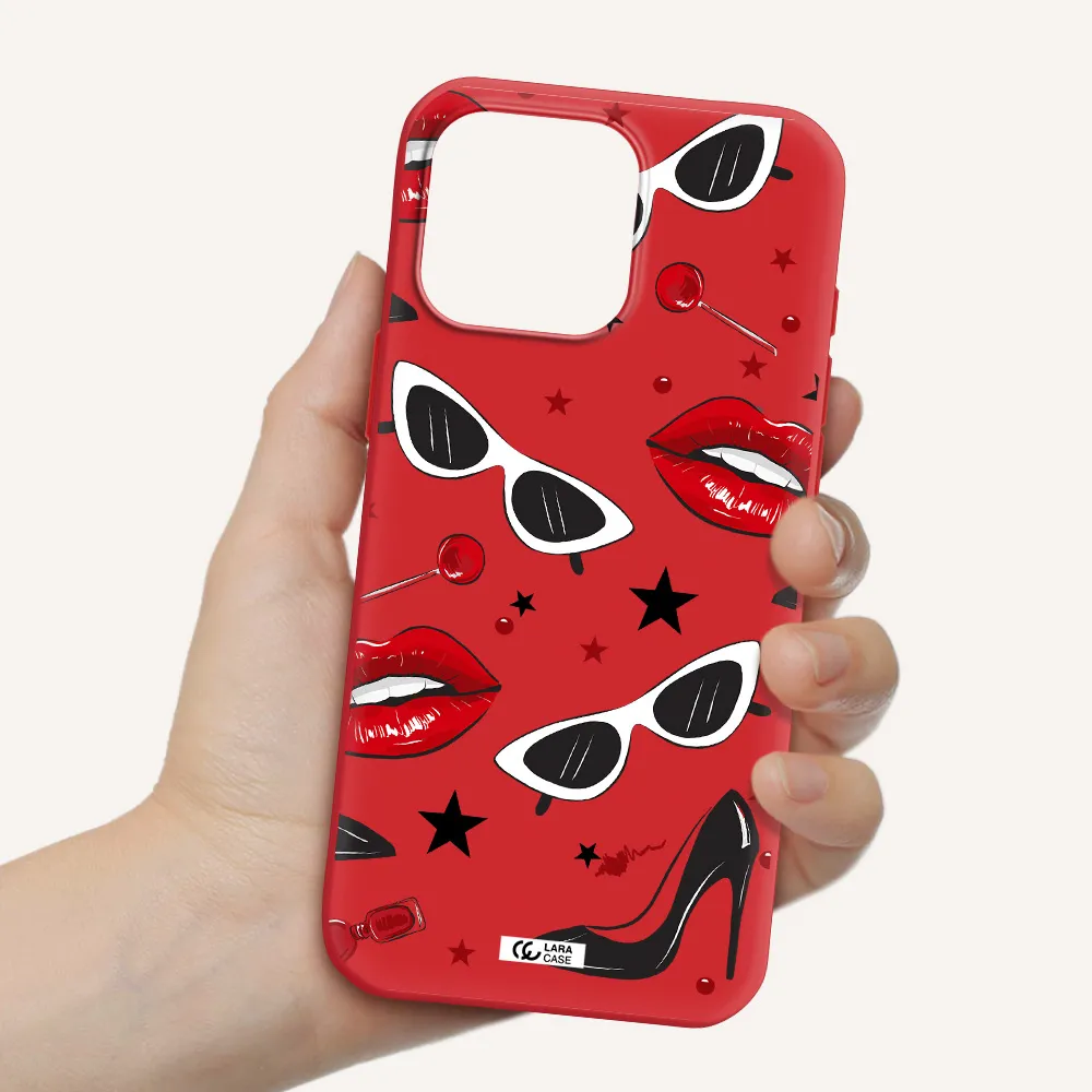 Red Lips Apple Iphone 16 Pro Max Silicone Imperial Red Case