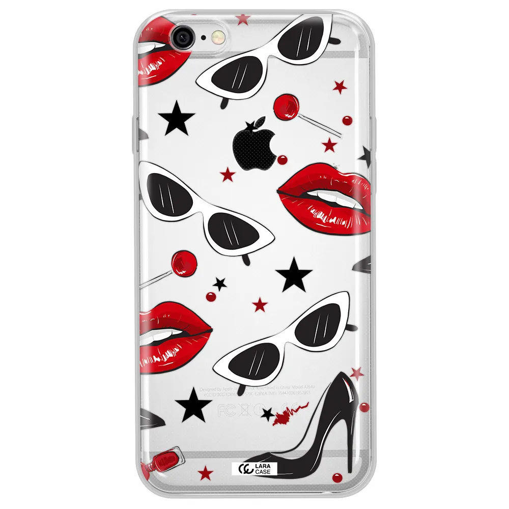 Red Lips Apple iPhone 6 plus Clear TPU Case