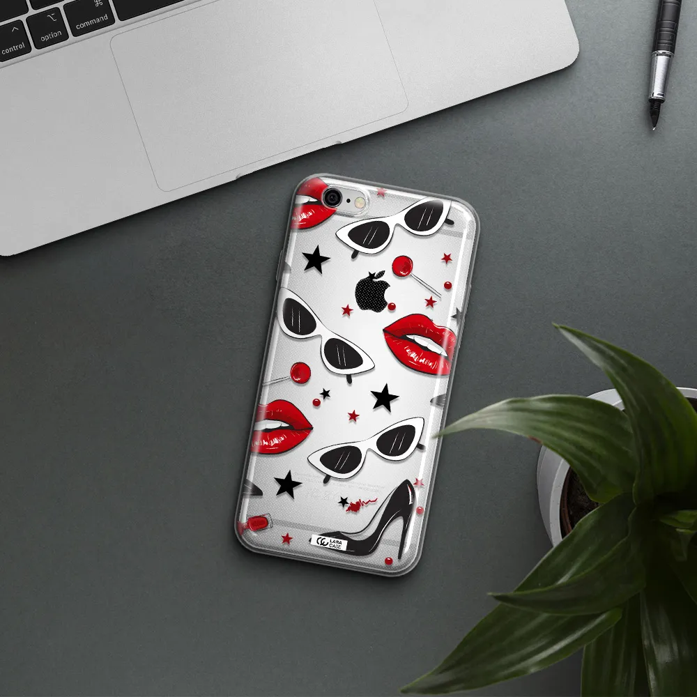 Red Lips Apple iPhone 6 plus Clear TPU Case