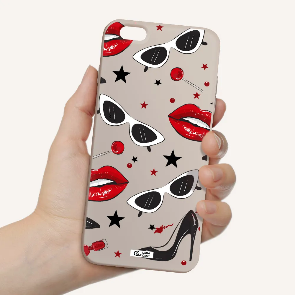 Red Lips Apple iPhone 6 plus Silicone Stone Case