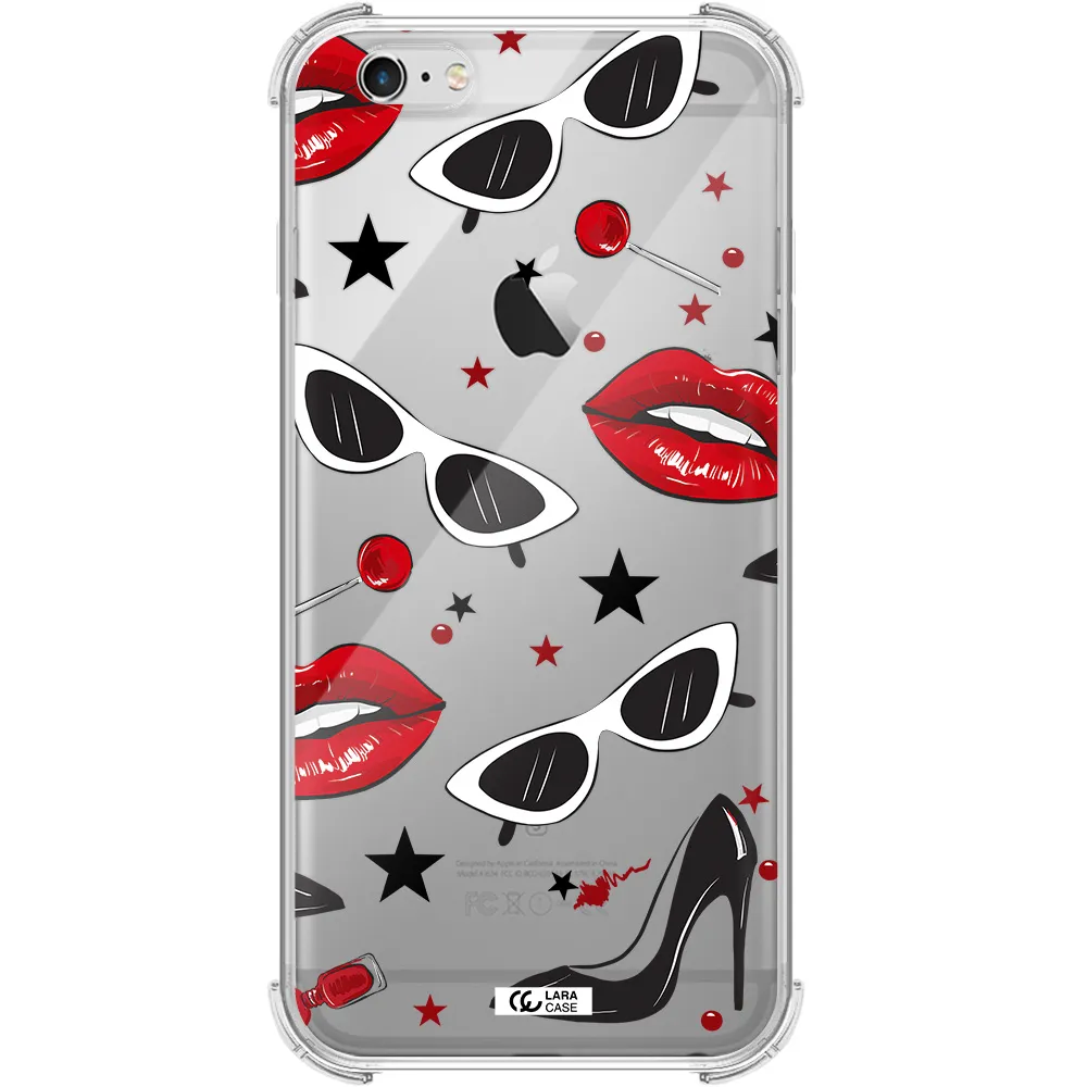 Red Lips Apple iPhone 6 s plus Clear PC Case