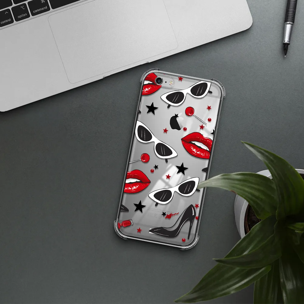 Red Lips Apple iPhone 6 s plus Clear PC Case