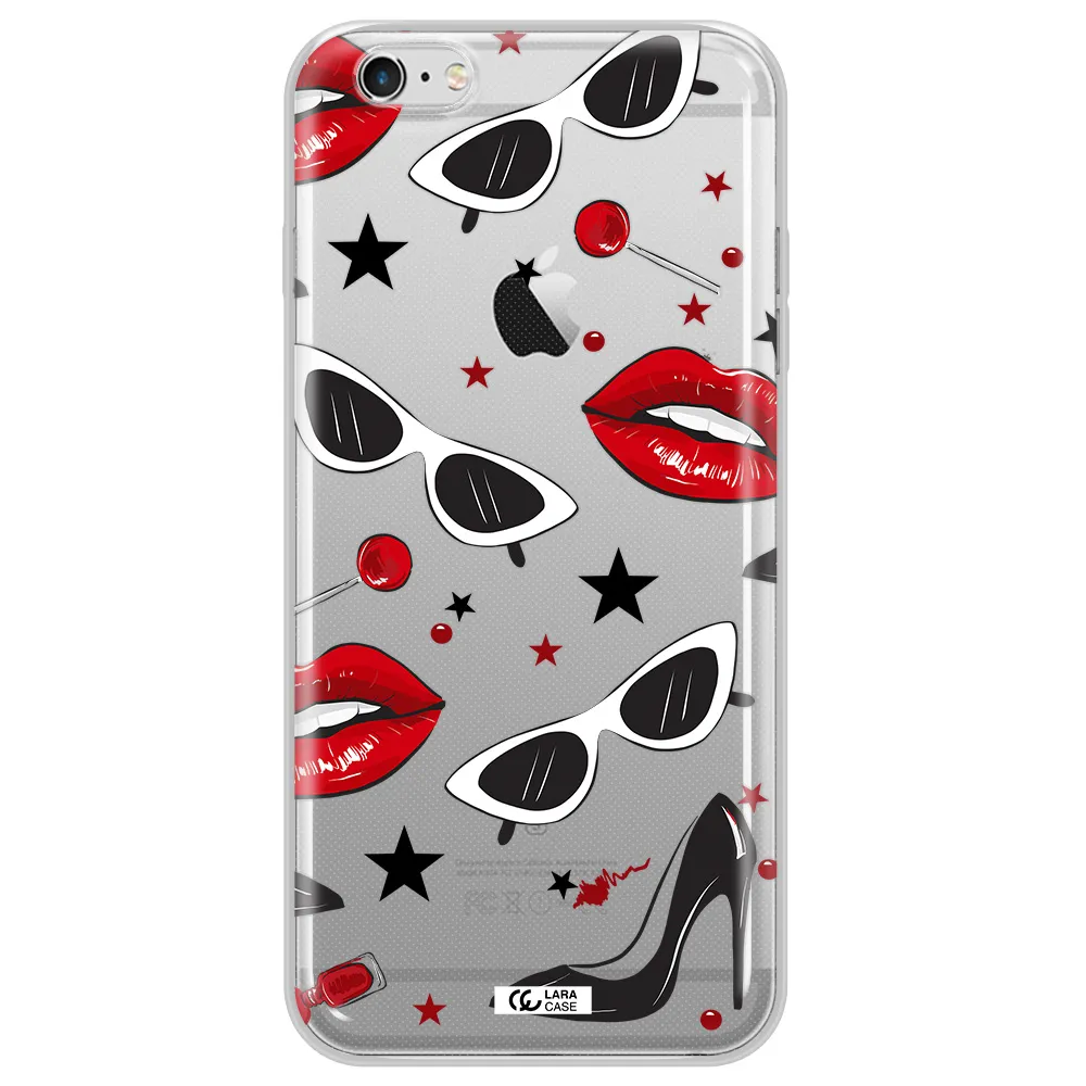 Red Lips Apple iPhone 6 s plus Clear TPU Case