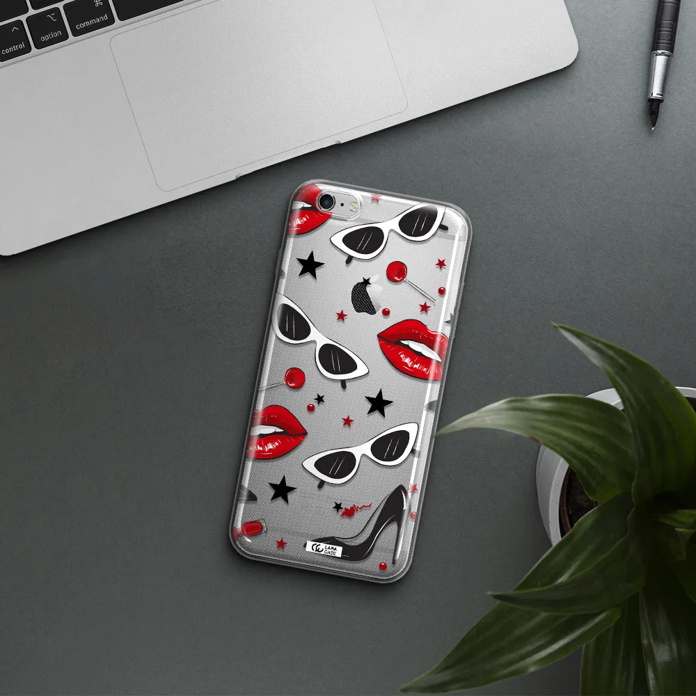 Red Lips Apple iPhone 6 s plus Clear TPU Case