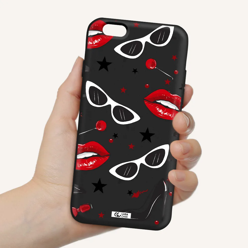 Red Lips Apple iPhone 6 Silicone black Case