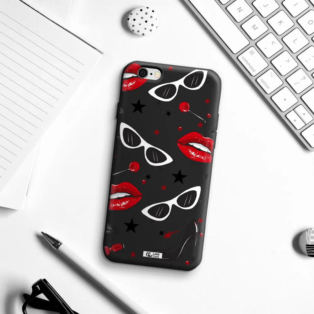 Red Lips Apple iPhone 6 Silicone black Case