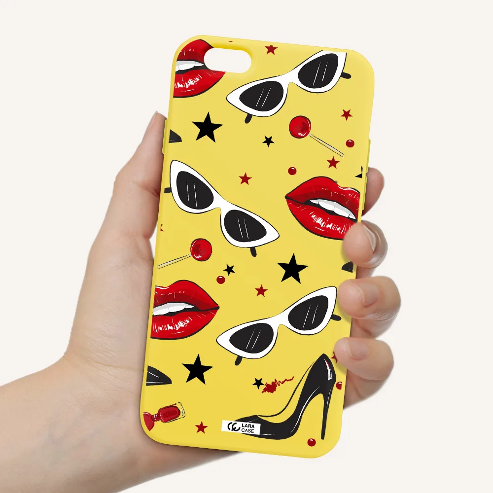 Red Lips Apple iPhone 6 Silicone canary yellow Case