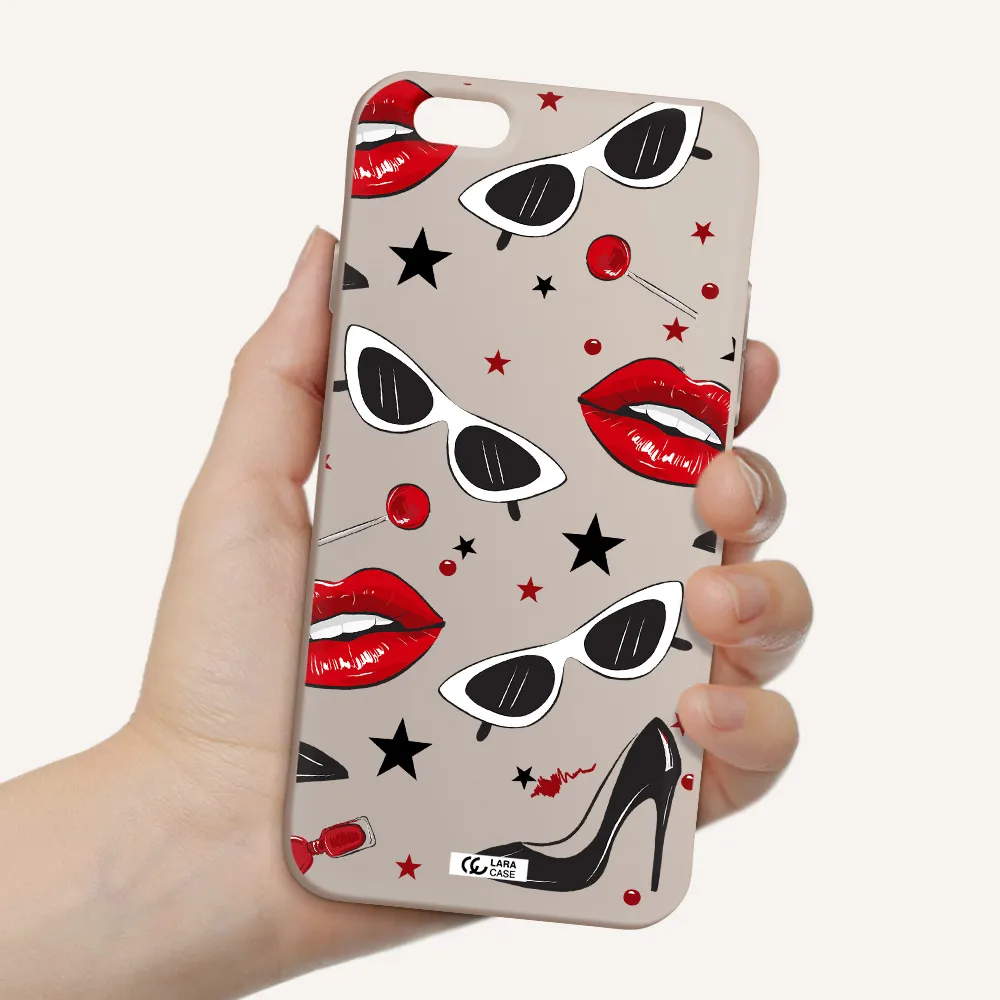 Red Lips Apple iPhone 6 Silicone Stone Case