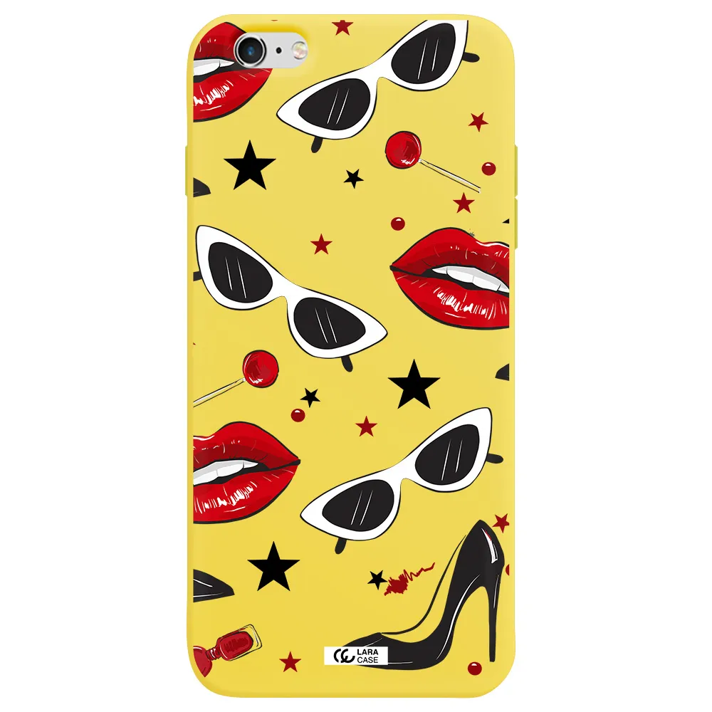 Red Lips Apple iPhone 6S Silicone canary yellow Case