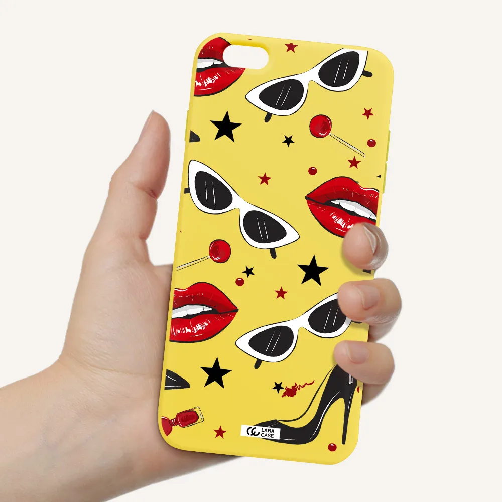 Red Lips Apple iPhone 6S Silicone canary yellow Case
