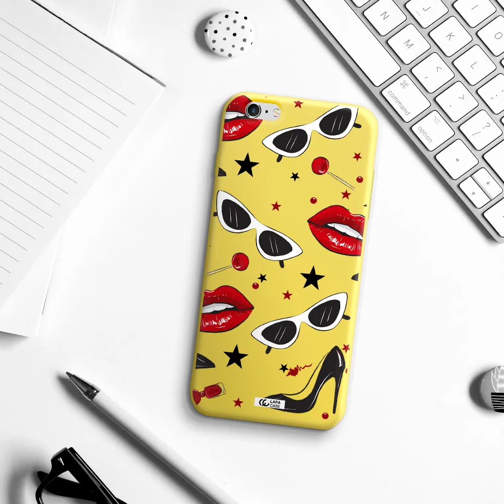 Red Lips Apple iPhone 6S Silicone canary yellow Case