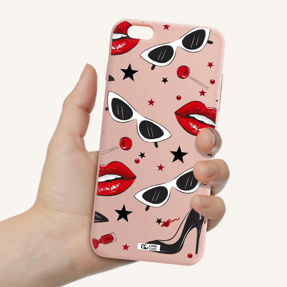 Red Lips Apple iPhone 6S Silicone pastel pink Case