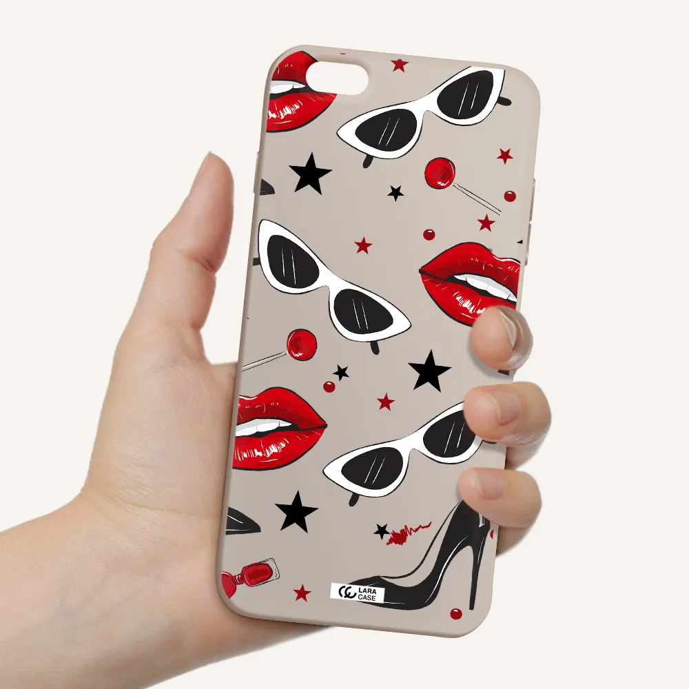 Red Lips Apple iPhone 6S Silicone Stone Case