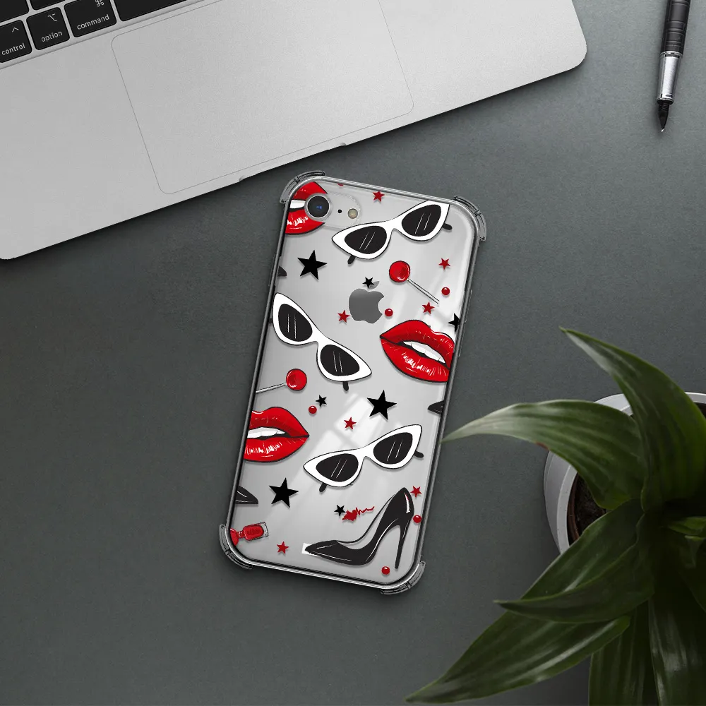 Red Lips Apple iPhone 7 Clear PC Case