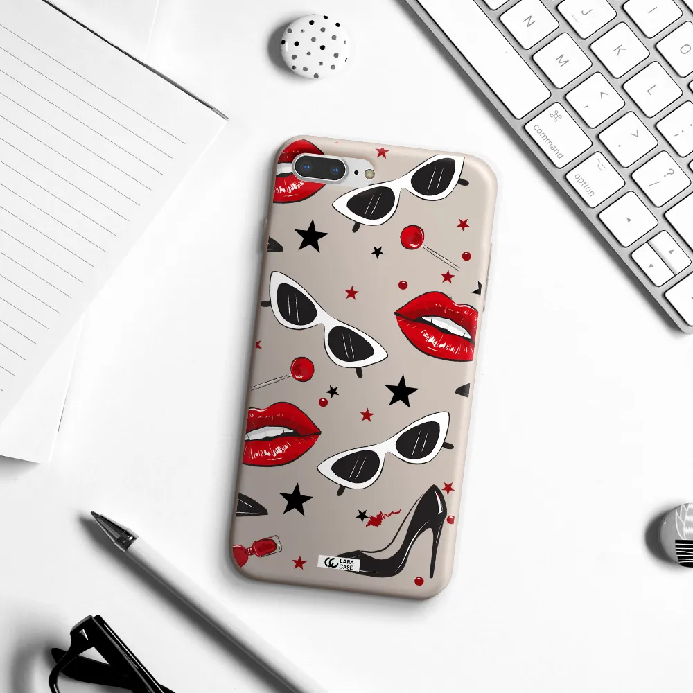 Red Lips Apple iPhone 7 plus Silicone Stone Case