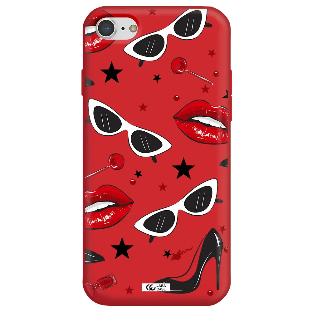 Red Lips Apple iPhone 7 Silicone Imperial Red Case