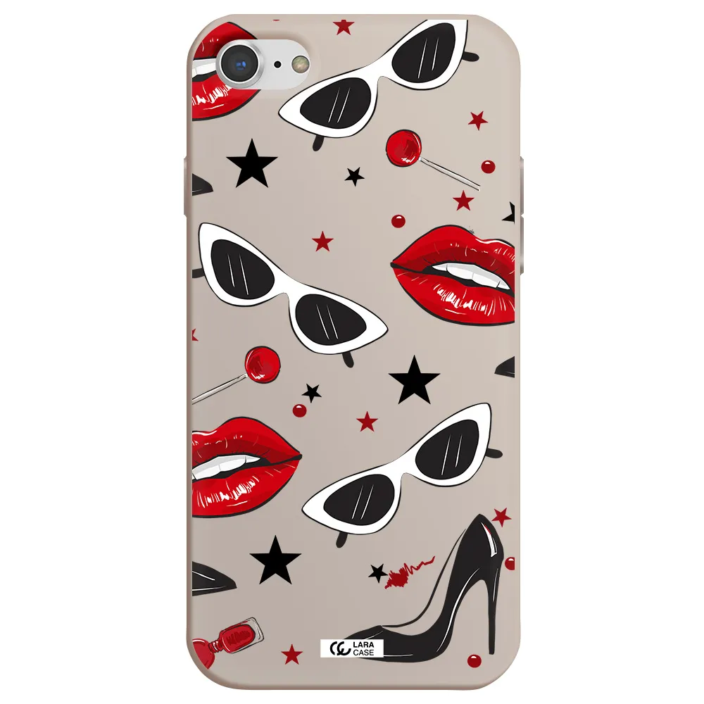 Red Lips Apple iPhone 7 Silicone Stone Case