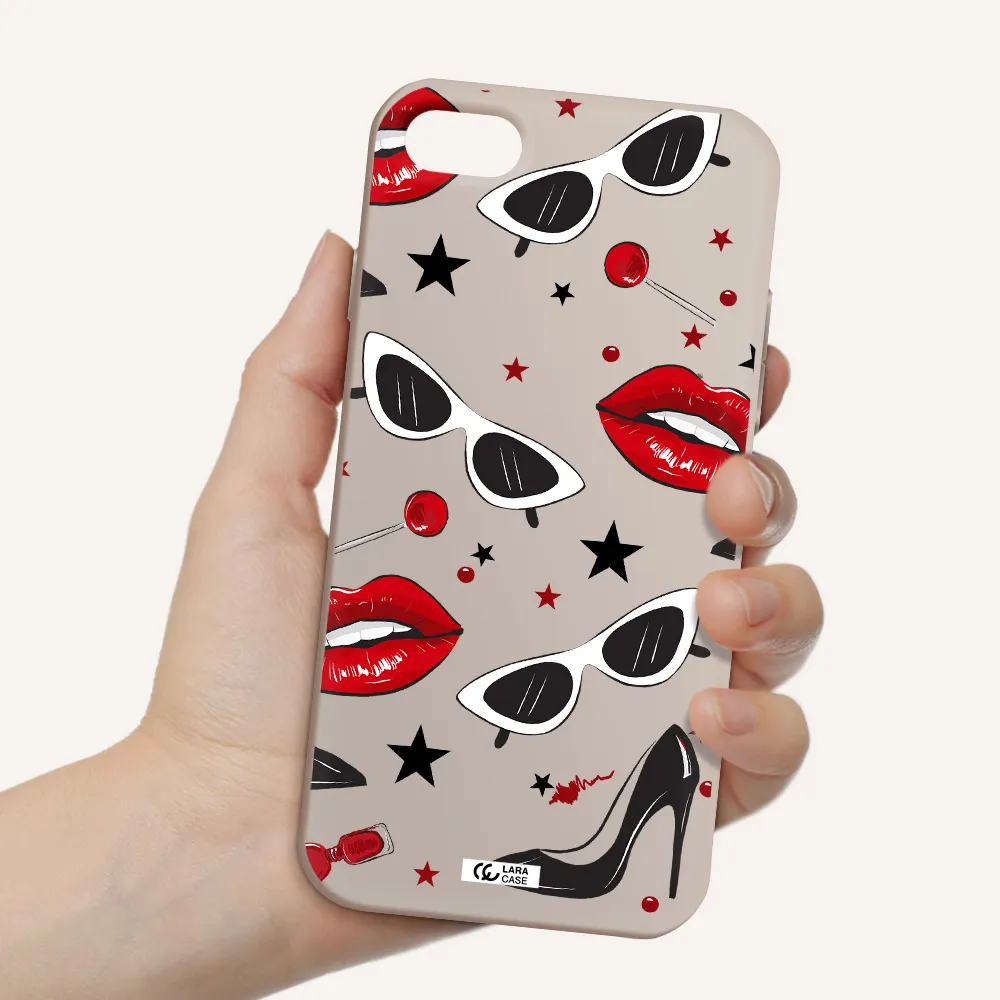 Red Lips Apple iPhone 7 Silicone Stone Case