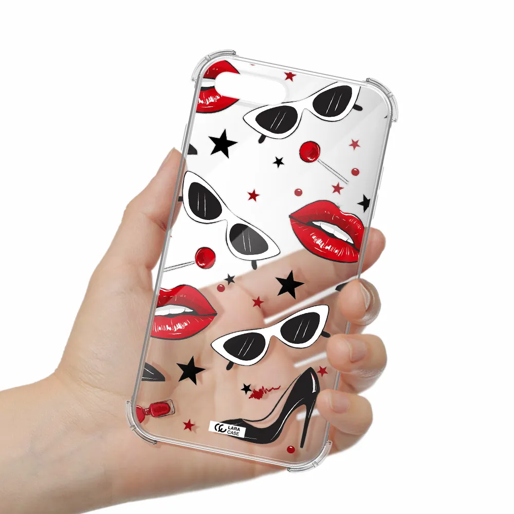 Red Lips Apple iPhone 8 plus Clear PC Case