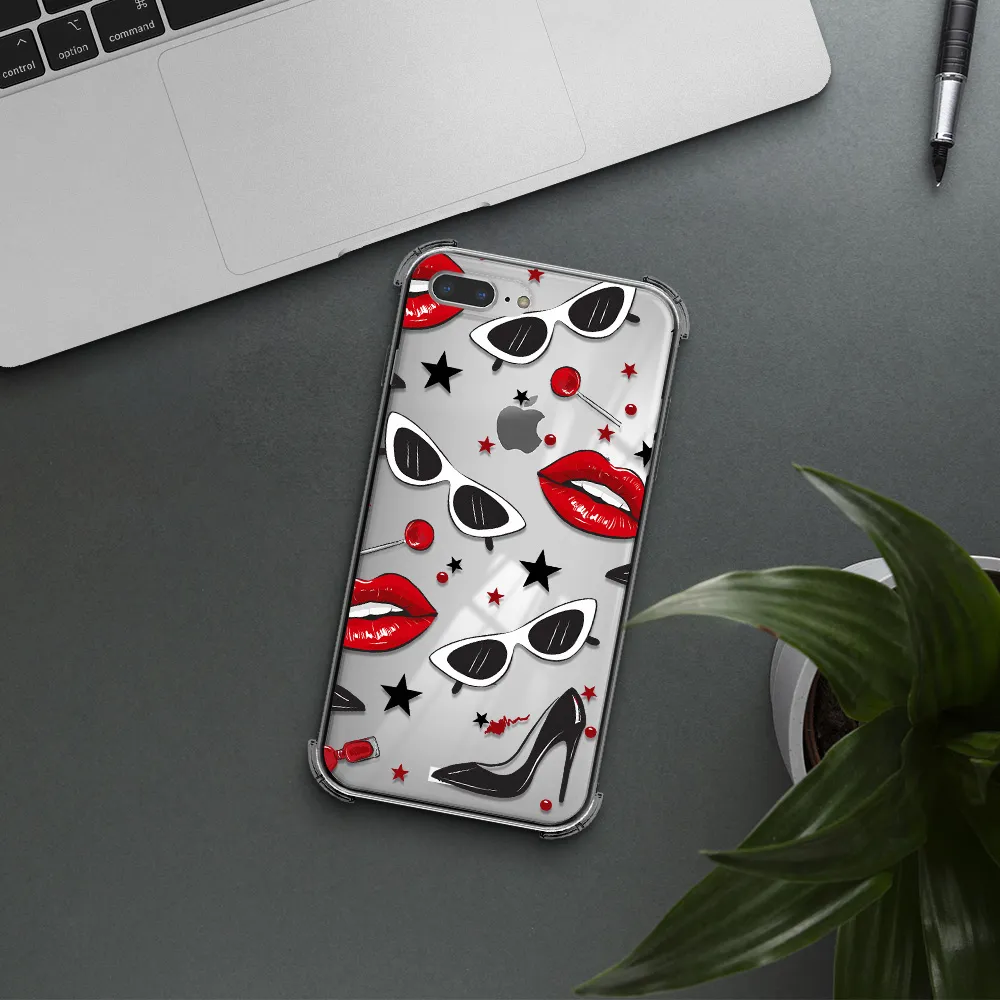 Red Lips Apple iPhone 8 plus Clear PC Case