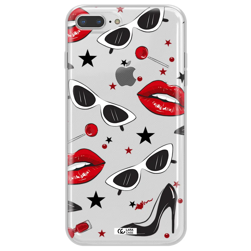 Red Lips Apple iPhone 8 plus Clear TPU Case