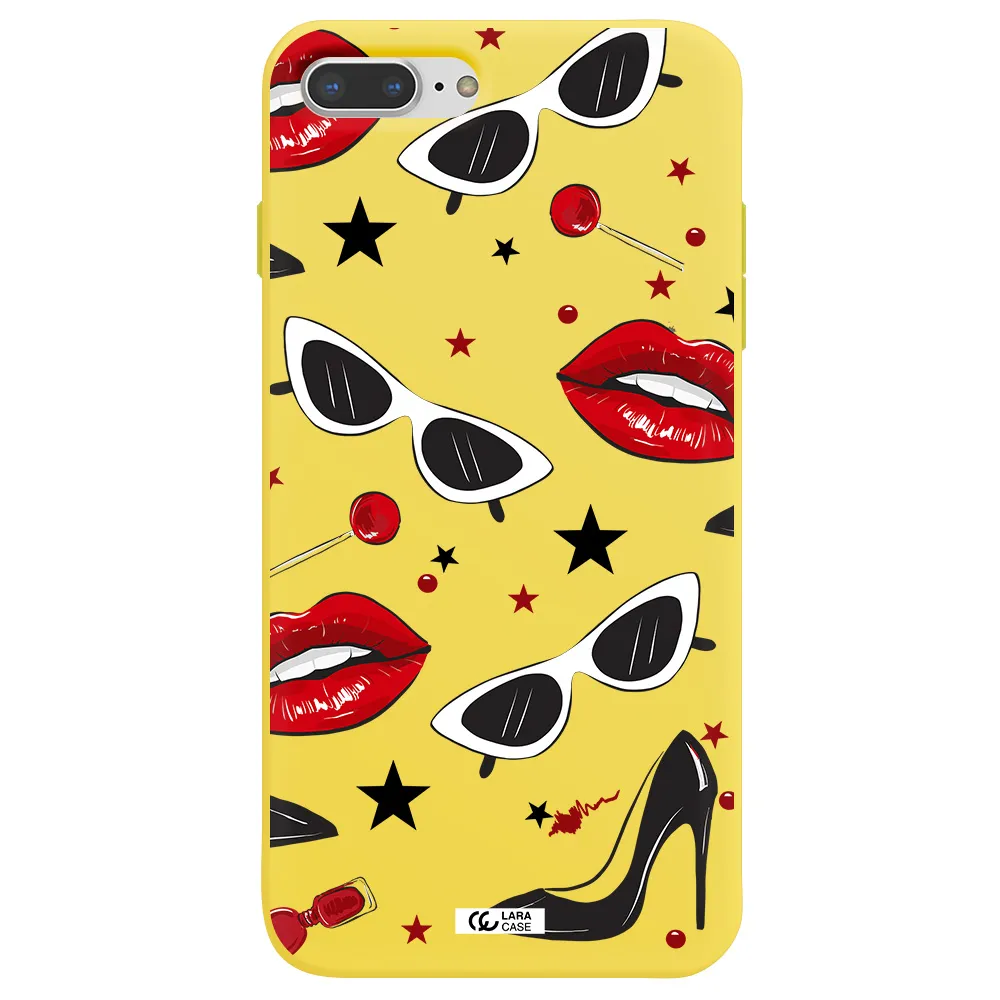 Red Lips Apple iPhone 8 plus Silicone canary yellow Case