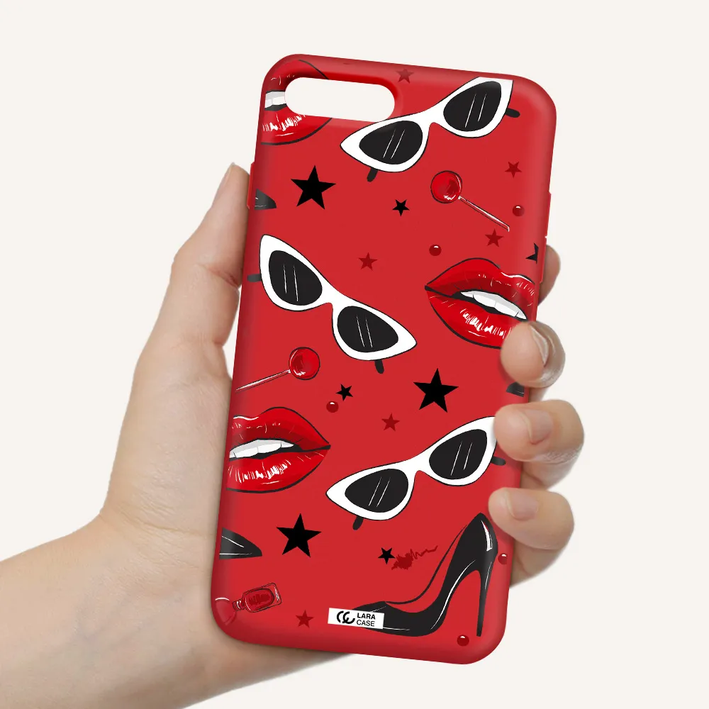 Red Lips Apple iPhone 8 plus Silicone Imperial Red Case