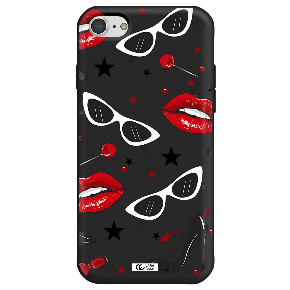 Red Lips Apple iPhone 8 Silicone black Case