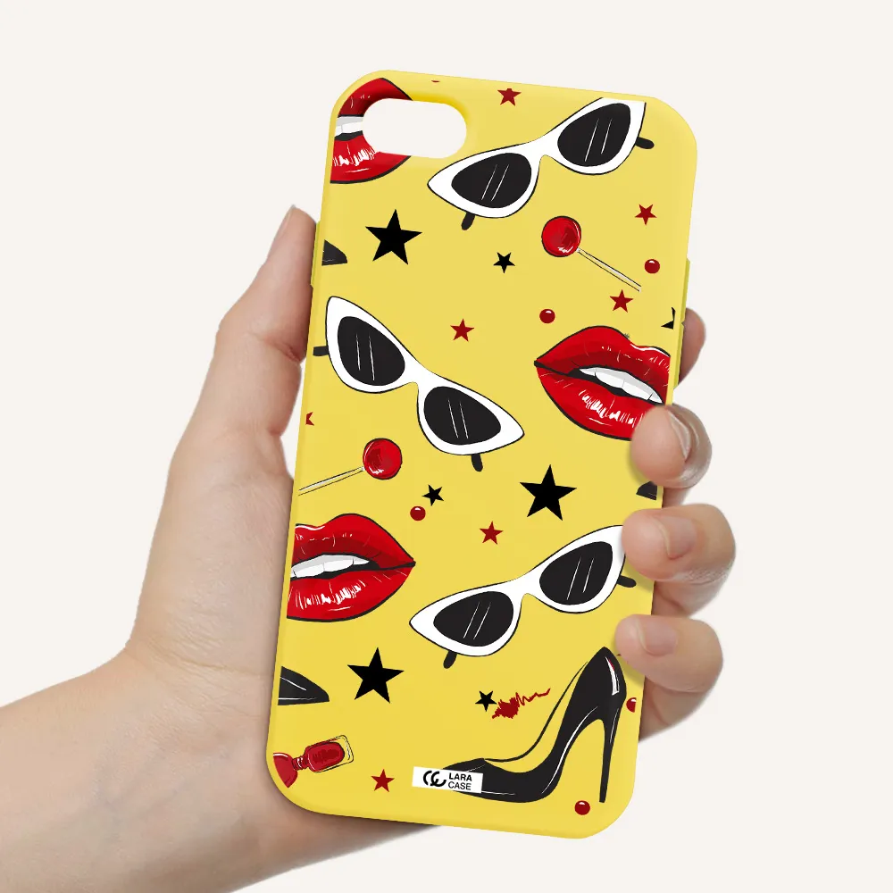 Red Lips Apple iPhone 8 Silicone canary yellow Case
