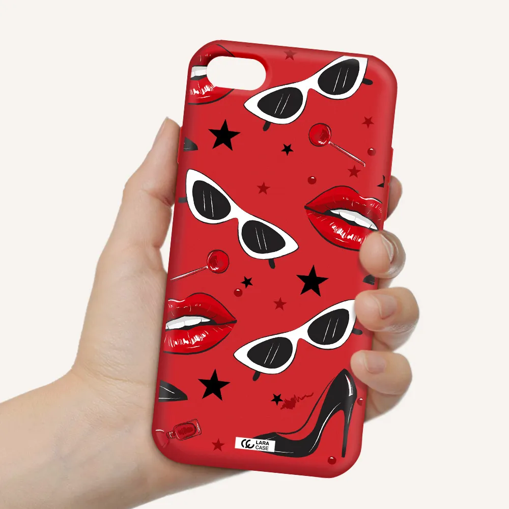 Red Lips Apple iPhone 8 Silicone Imperial Red Case