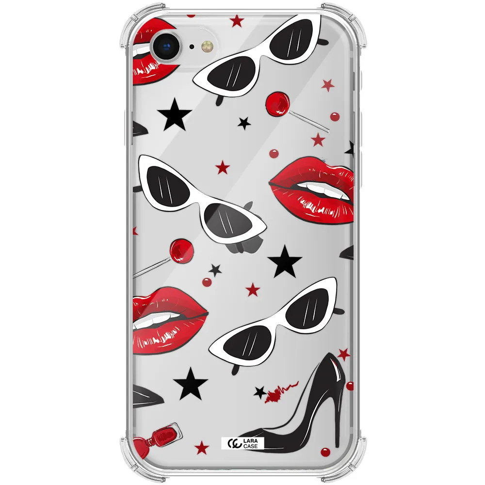 Red Lips Apple iPhone se 2020 Clear PC Case