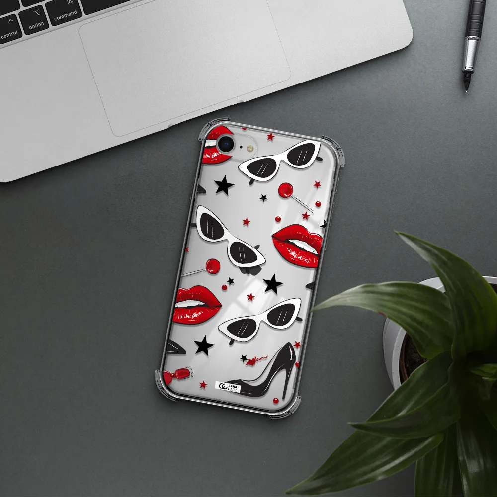 Red Lips Apple iPhone se 2020 Clear PC Case