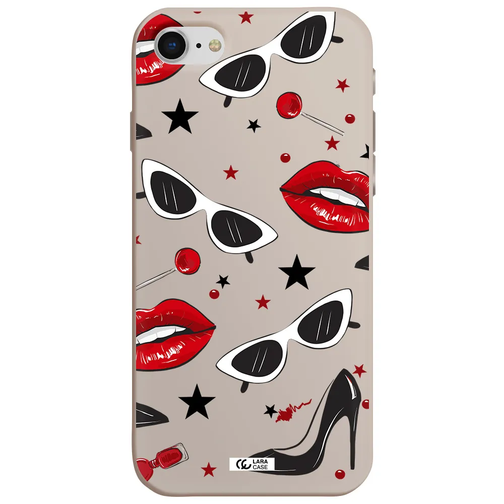 Red Lips Apple iPhone se 2020 Silicone Stone Case