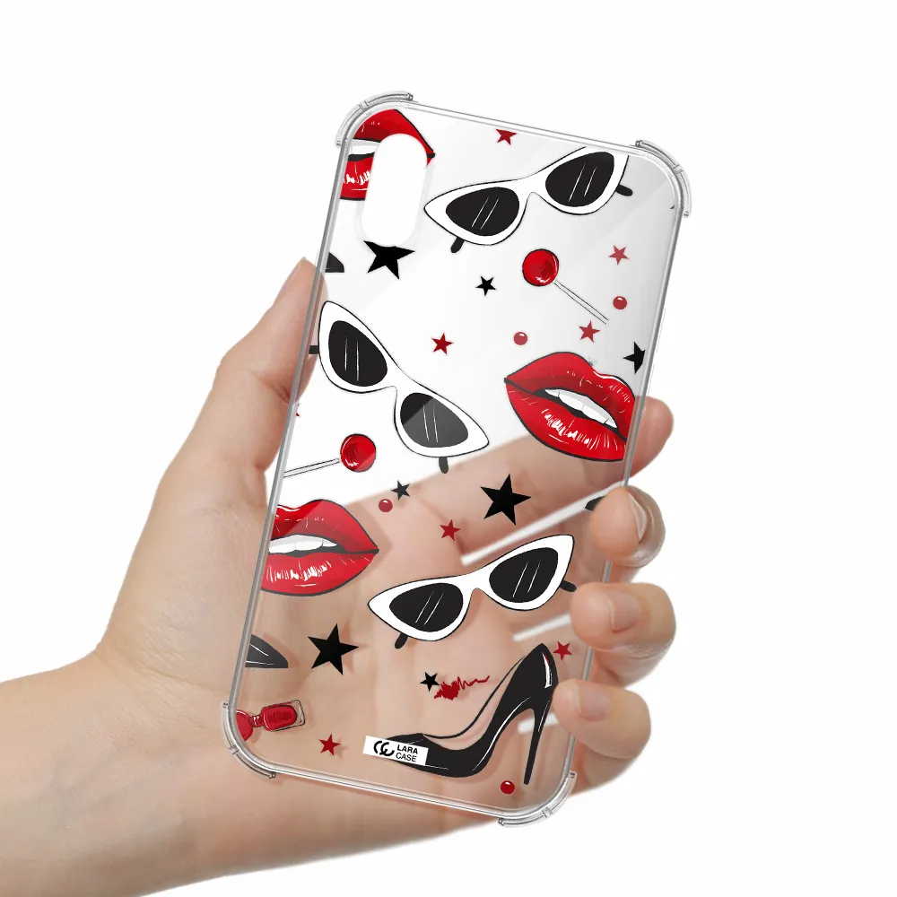 Red Lips Apple iPhone X Clear PC Case
