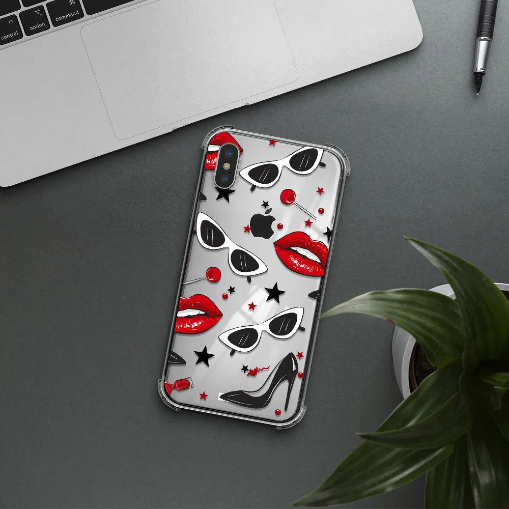 Red Lips Apple iPhone X Clear PC Case