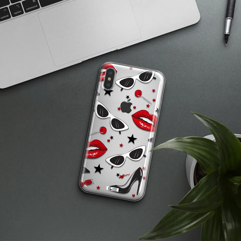 Red Lips Apple iPhone X Clear TPU Case