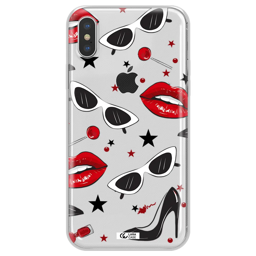 Red Lips Apple iPhone XS Clear TPU Case