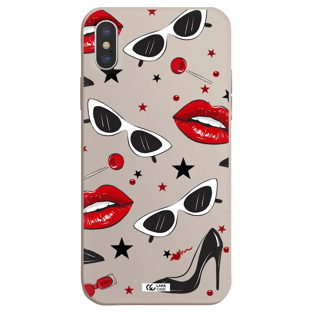 Red Lips Apple iPhone XS Silicone Stone Case